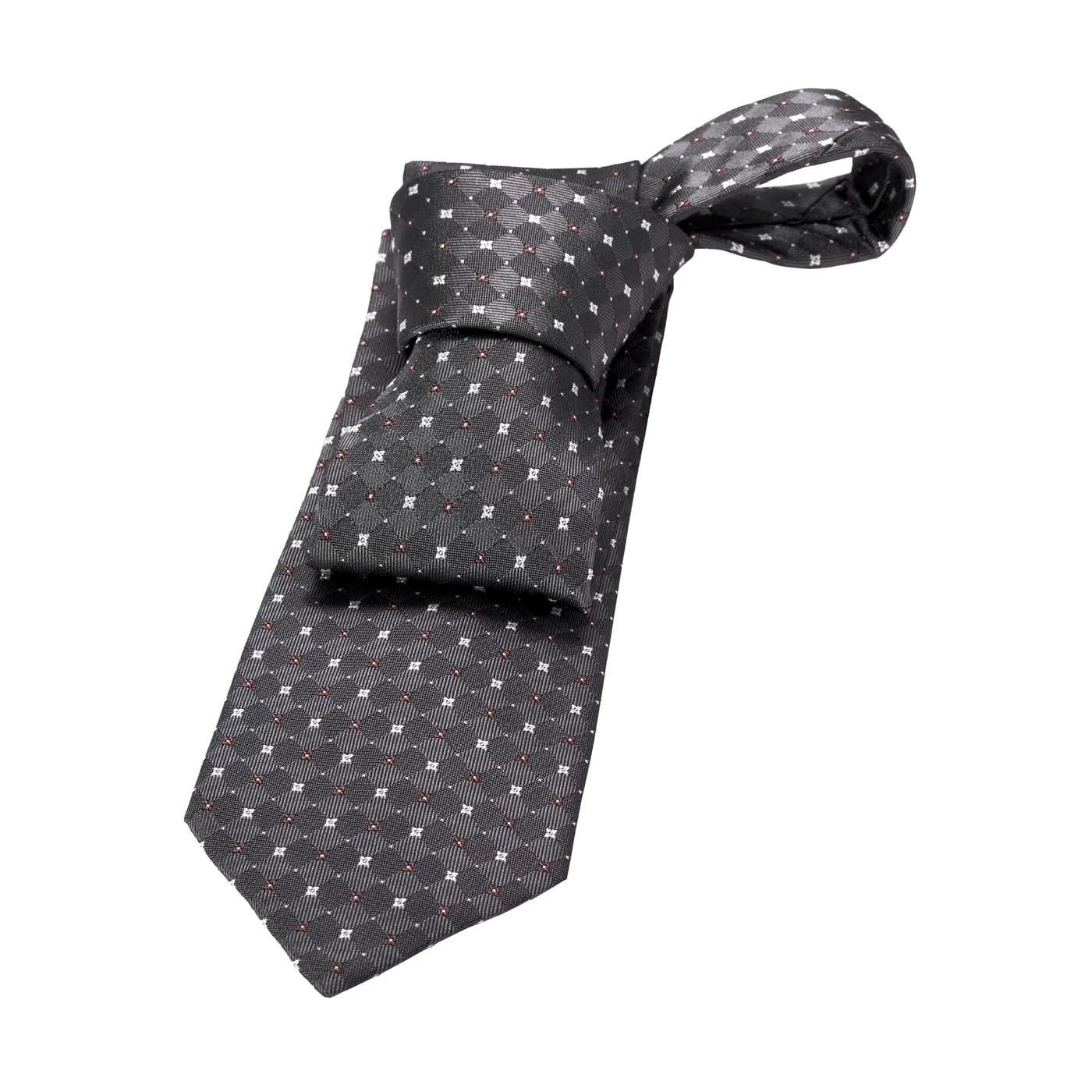 Orchard Park Foulard Silk Tie, Grey / Silver / Brown