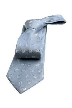 Oyster Bay Paisley Silk Tie, Light Blue / Silver