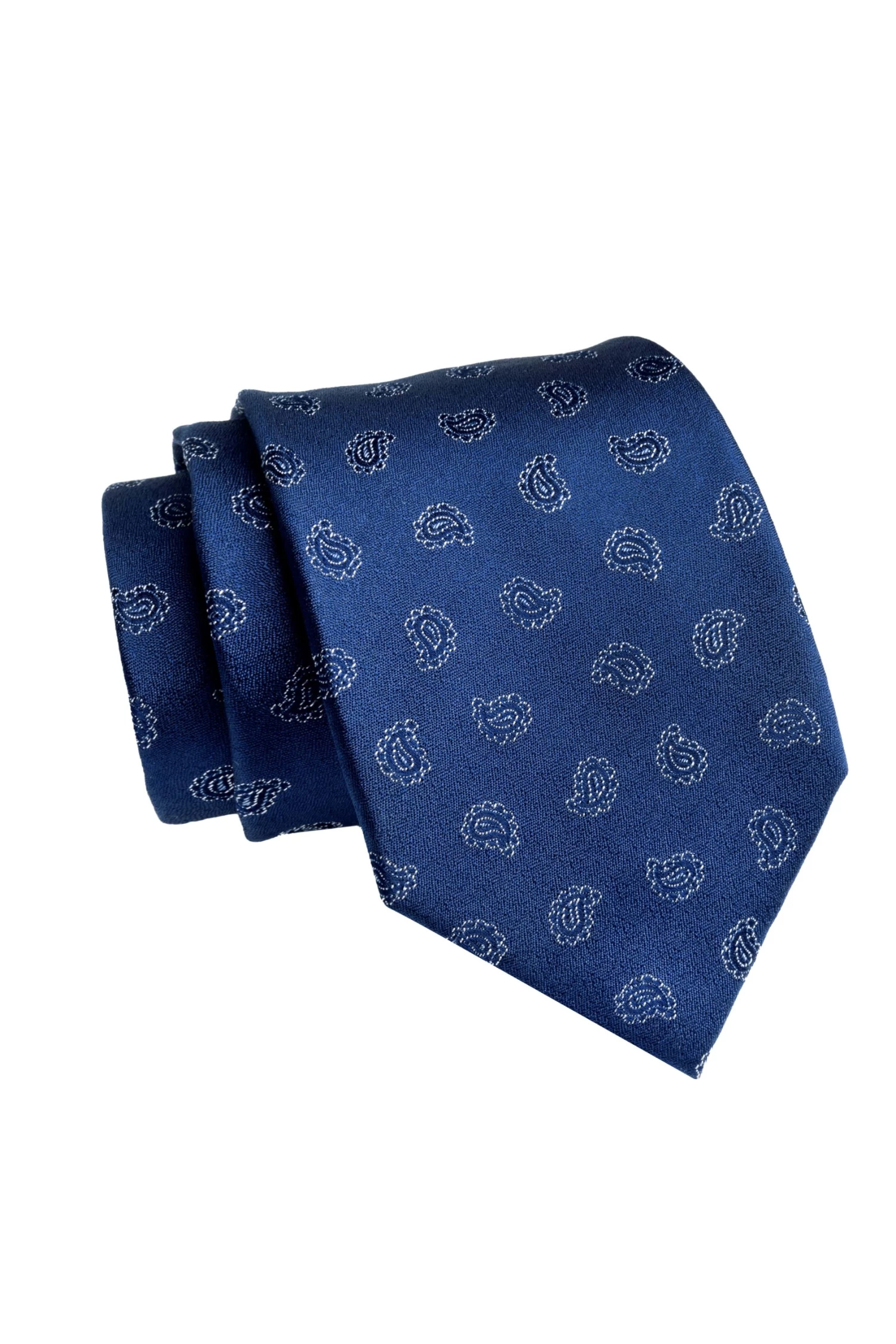 Oyster Bay Paisley Silk Tie, Navy / Silver - Image 2