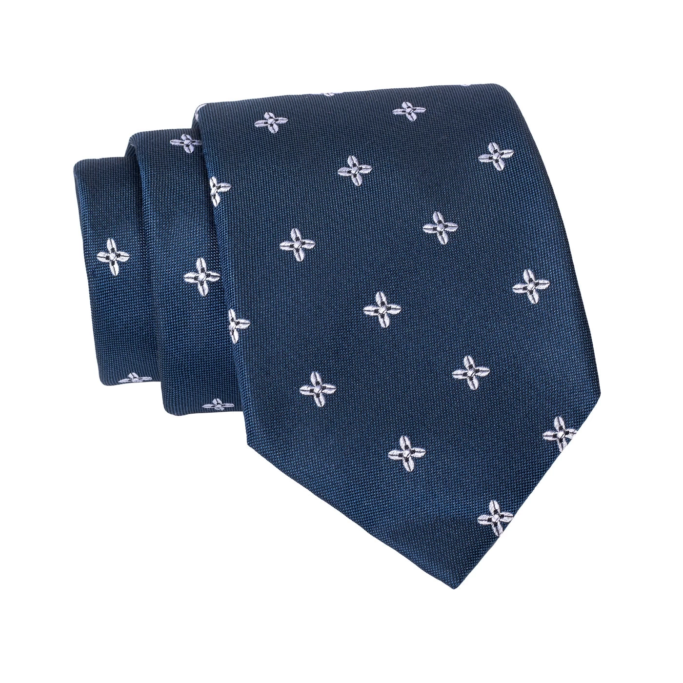 Patterson Foulard Silk Tie, Navy / Silver - Image 2