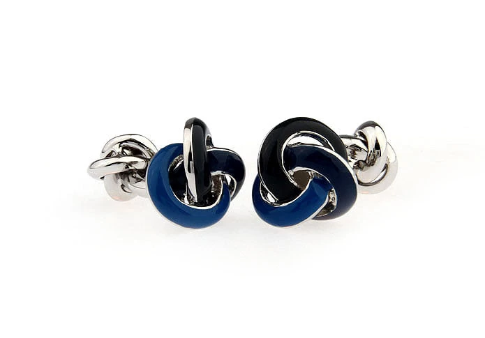 Pierrepont Navy & Black Knot Rhodium Plated Cufflinks - Image 2