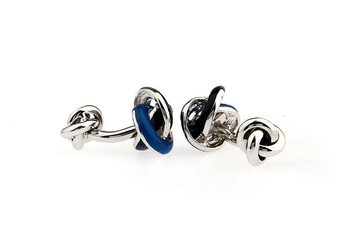 Pierrepont Navy & Black Knot Rhodium Plated Cufflinks - Image 4