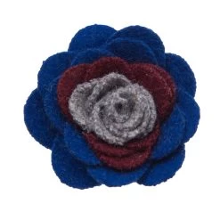 Concord Lapel Flower, Blue / Burgundy / Grey