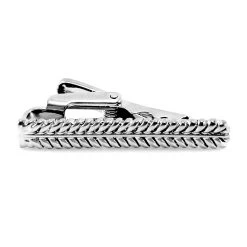 Fort Kent Silver Braided Rope Tie Bar