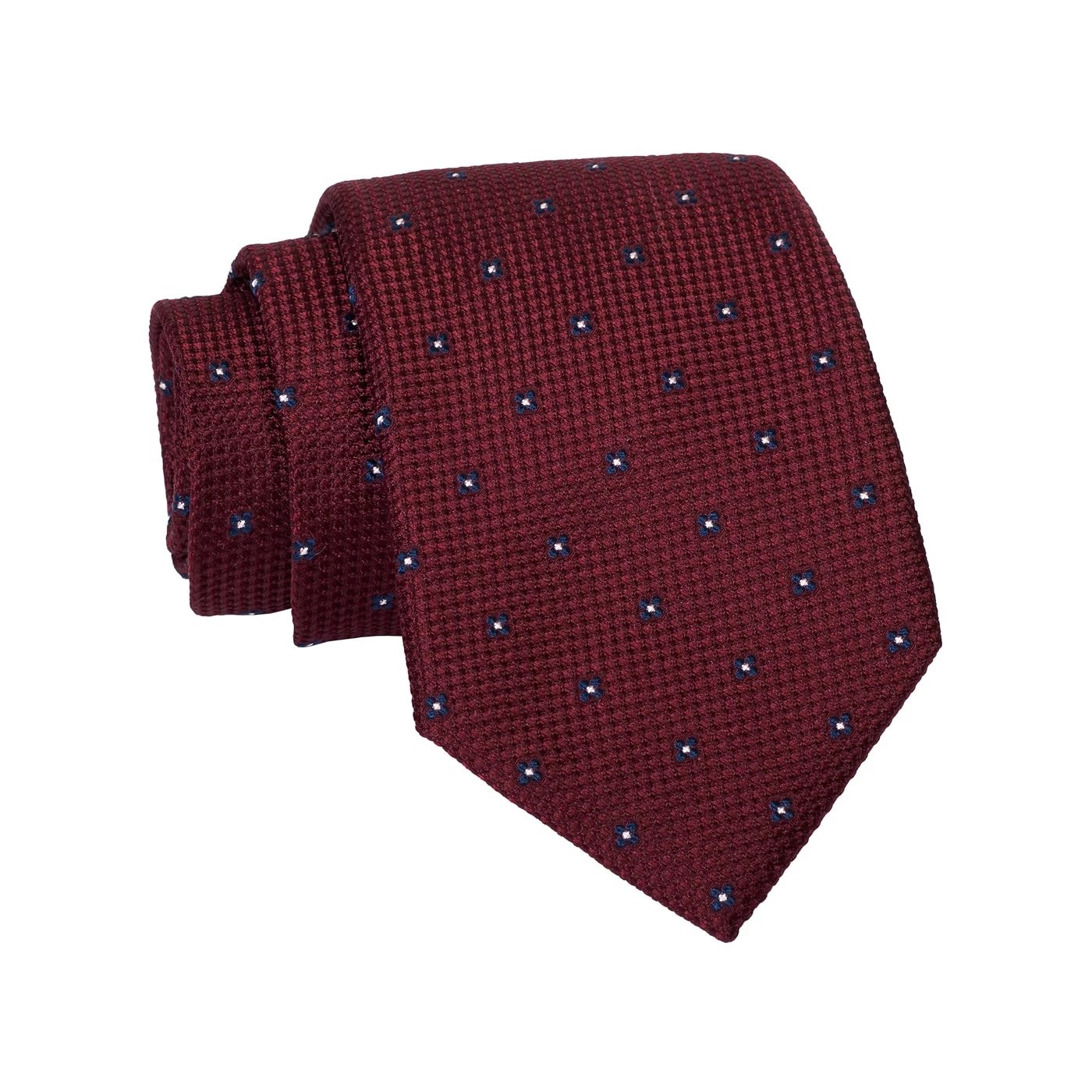 Seneca Falls Foulard Silk Tie, Red / Navy - Image 2