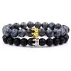 Santa Cruz Stackable Beaded Crown Bracelets, Grey / Black