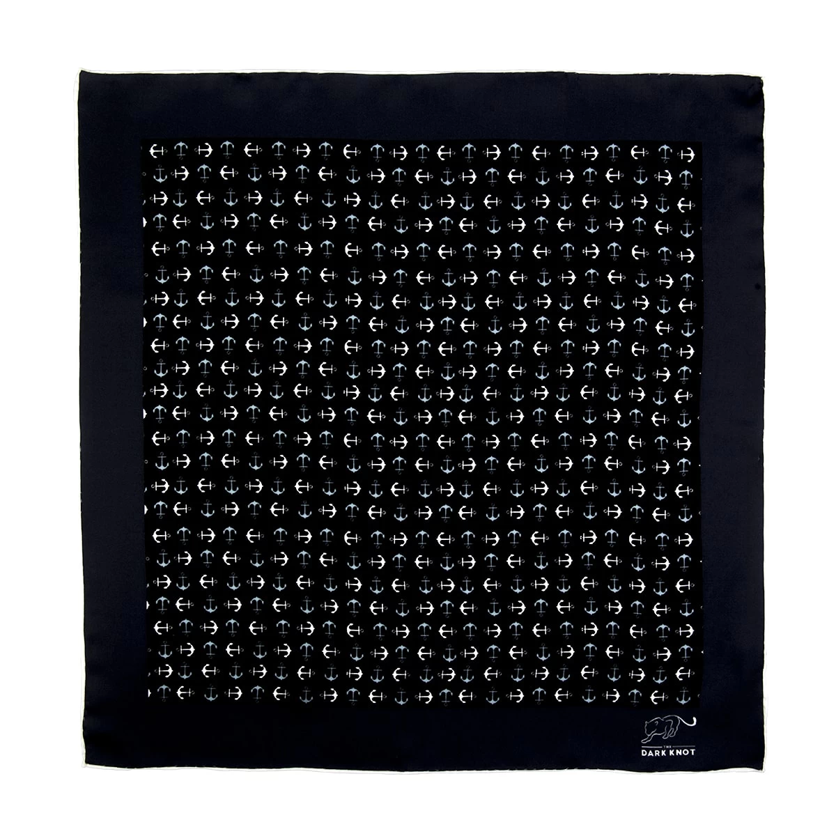 Stony Creek Anchor Silk Pocket Square, Black / White / Grey - Image 2