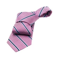 Wilton Stripes Silk Tie, Pinkish Red / Navy