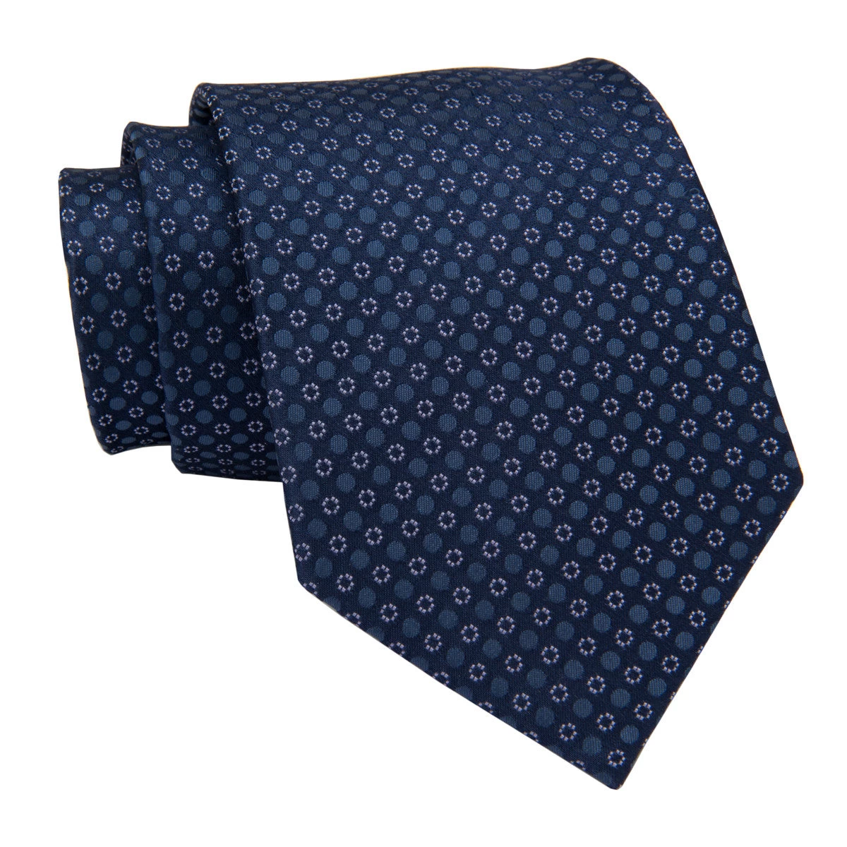 Newbury Dots Silk Tie, Navy / Lilac / Bluish Grey - Image 2