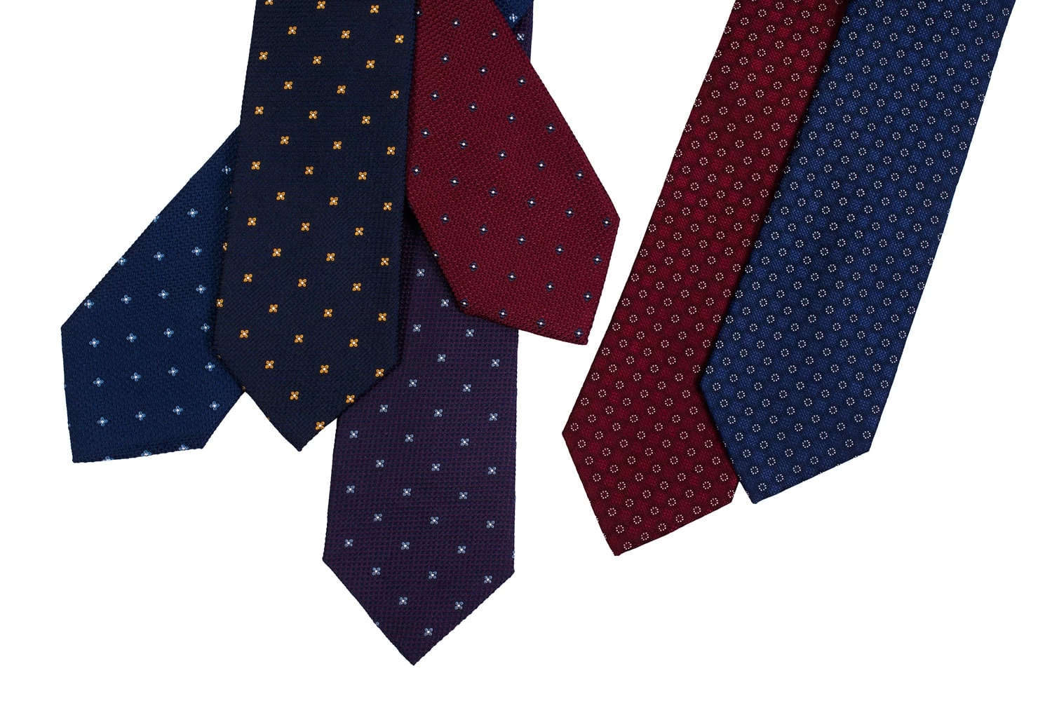 Seneca Falls Foulard Silk Tie, Navy / Gold - Image 3