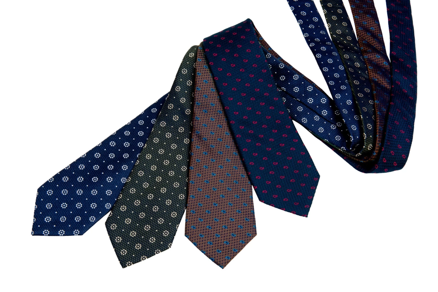 Fort Covington Foulard Silk Tie, Olive Green / Gold - Image 6