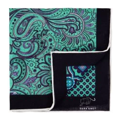 Watertown Quad Design Linen Pocket Square, Light Green / Purple