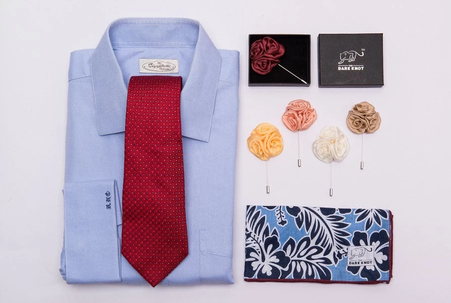 Three Ties, Pocket Squares And Lapel Flowers Starter Kit - Image 12